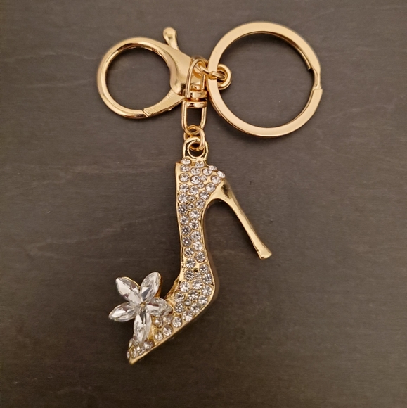 Rhinestone high heel keychain bag charm - Picture 2 of 5